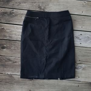 Double slit black pencil skirt